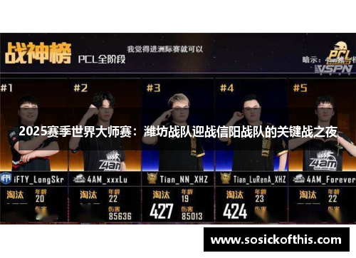 2025赛季世界大师赛：潍坊战队迎战信阳战队的关键战之夜
